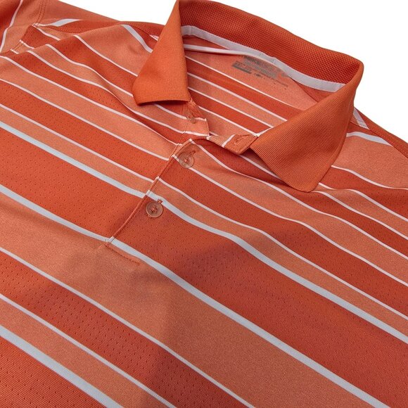 Nike Golf Tour‎ Performance Polo Shirt Dri-Fit Large Short Sleeve Orange Striped - Picture 1 of 8